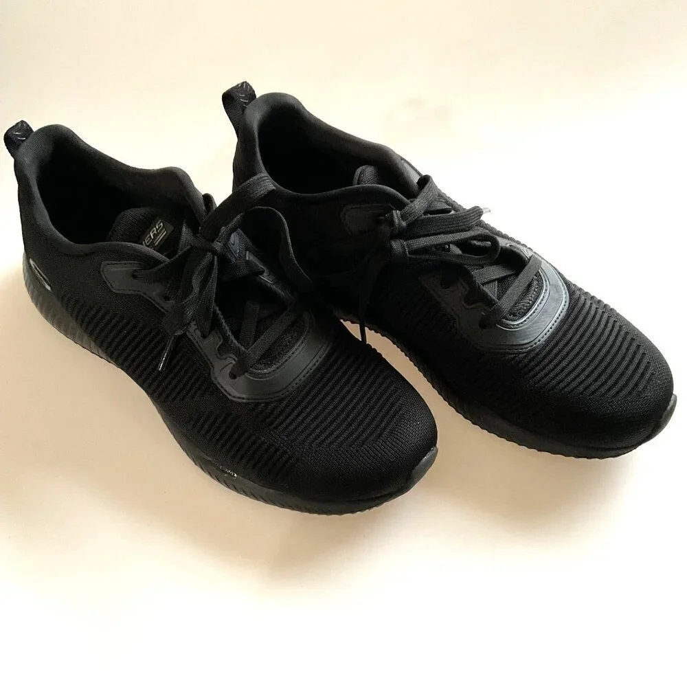 SKECHERS BOBS TOUGH TALK MEMORY FOAM SNEAKERS BLACK RUNNING SHOES 9.5